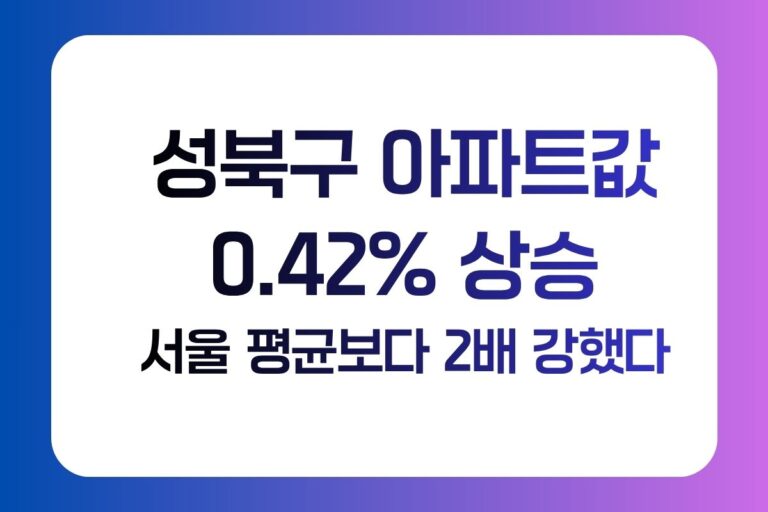 성북구 아파트값 0.42% 상승｜강남3구 하락에도 장위동이 강한 이유